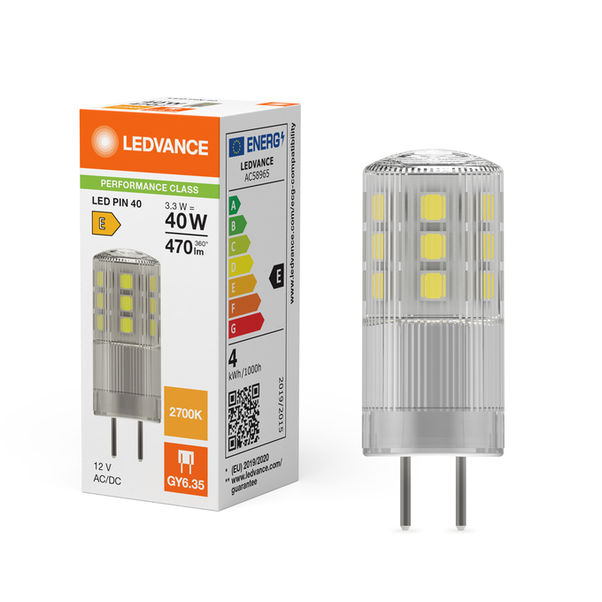 LED PIN 40 320° P 3.3W 827 Clear GY6.35 | LED PIN 12V P